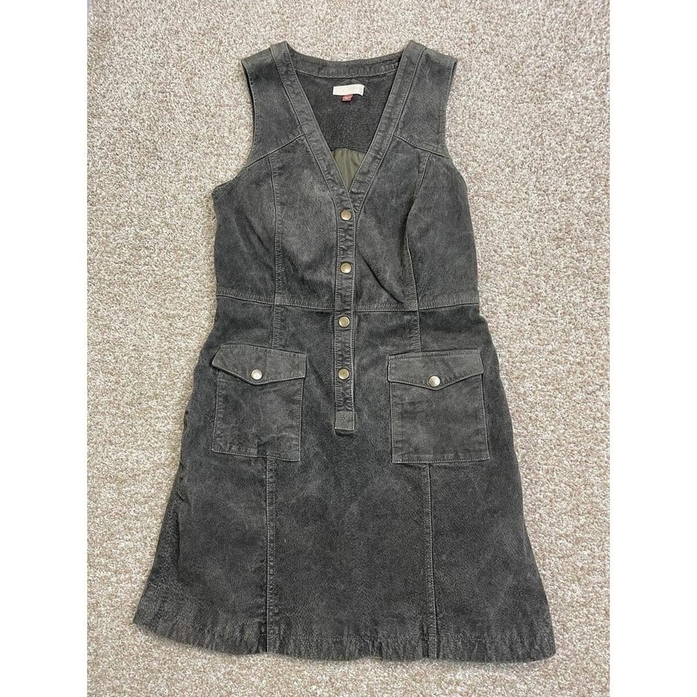 Anthropologie Pilcro  Suede Leather Button Front Mini Dress Size 6